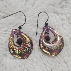 Purple and Gold Earrings